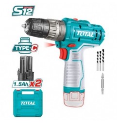 TOTAL 41755  
 Taladro combinado a batería TIDLI12202E  
 12 V