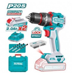 TOTAL 41825  
 Taladro percutor brushless a batería TIDLI20558  
 20 V