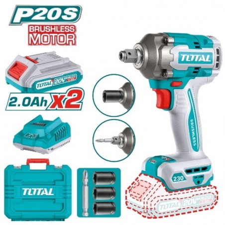TOTAL 41827  
 Llave impacto 1/2'' Brushless a batería TIWLI20236E  
 20 V