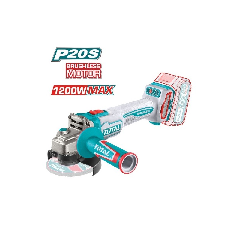 TOTAL 41828  
 Amoladora Brushless a batería TAGLI221153  
 20 V