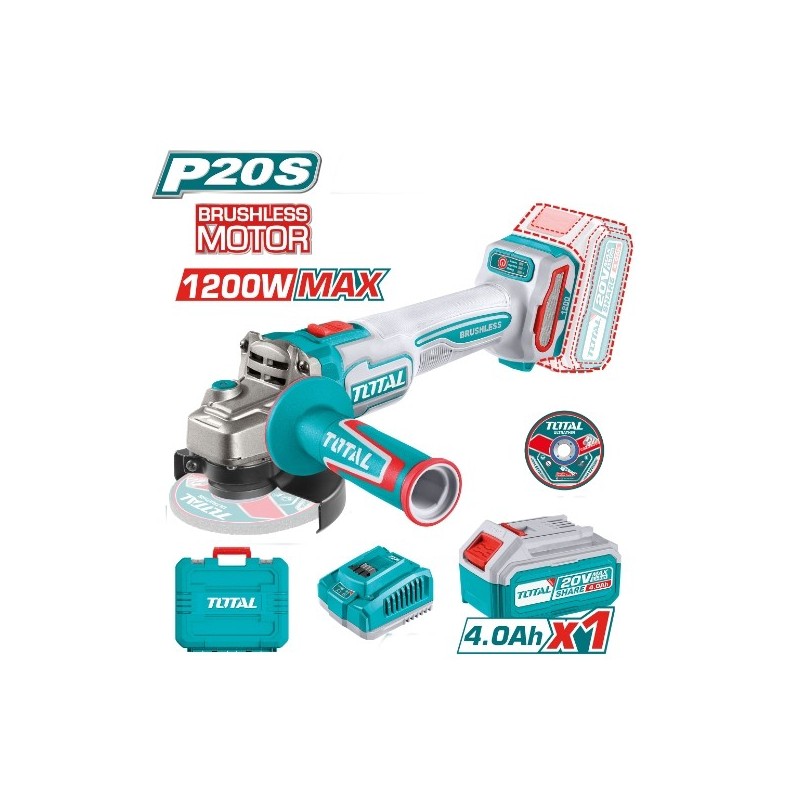 TOTAL 41829  
 Amoladora Brushless a batería TAGLI2211531  
 20 V