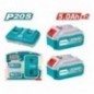 TOTAL 41831  
 Pack 2 baterías 5Ah + cargador doble TFBCPK2425E  
 20 V - 5 Ah