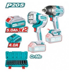 TOTAL 41848  
 Lote llave de impacto + foco a batería TOSLI241181E  
 20 V