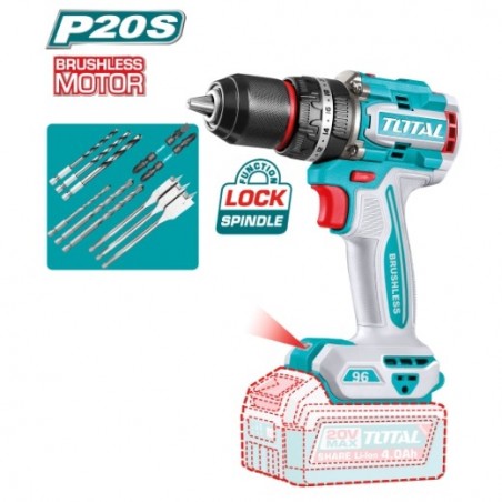 TOTAL 41879   Taladro percutor brushless a batería TIDLI209681   20 V