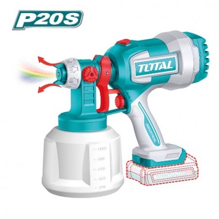 TOTAL 41884  
 Pistola de pintura a batería TSGLI2004  
 20 V