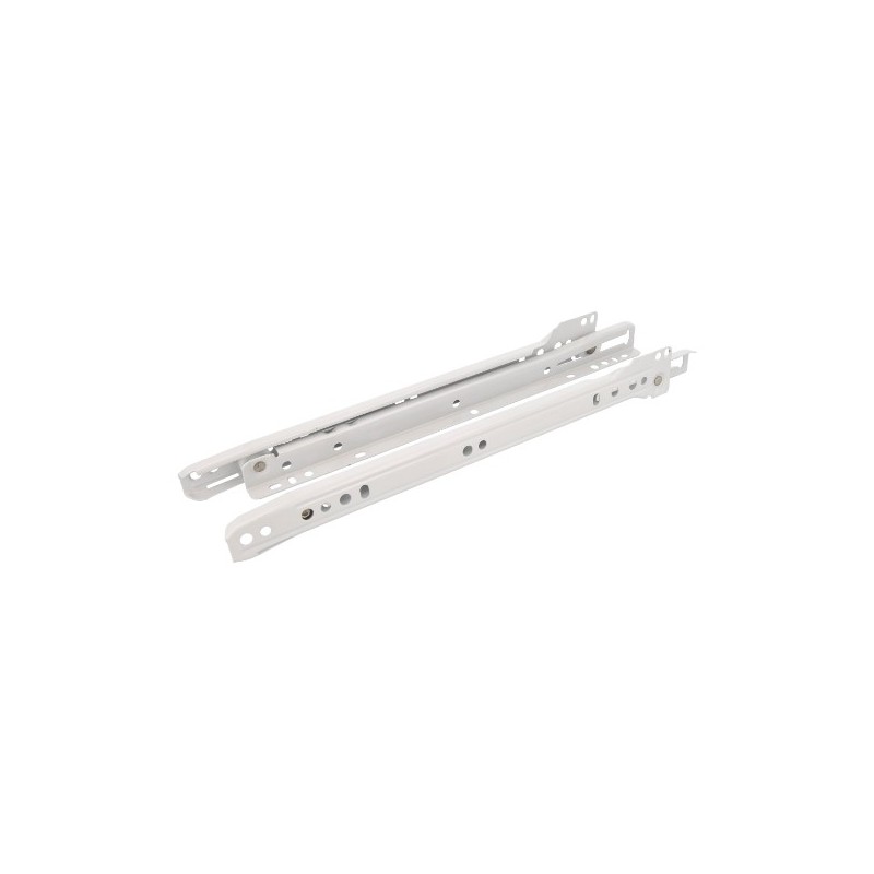 AMIG 5811  
 Guía para cajón con rodillos 12  
 300 x 37 mm  
 Acero  
 Blanco