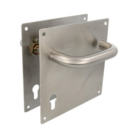 AMIG 5905  
 Manilla con placa 3CB  
 180 x 180 mm  
 Acero inoxidable 18/8  
 Mate