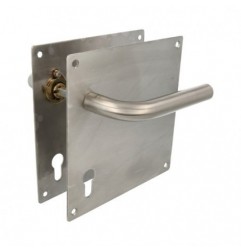 AMIG 5906  
 Manilla con placa 4CB  
 180 x 180 mm  
 Acero inoxidable 18/8  
 Mate
