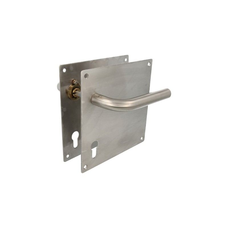AMIG 5906  
 Manilla con placa 4CB  
 180 x 180 mm  
 Acero inoxidable 18/8  
 Mate