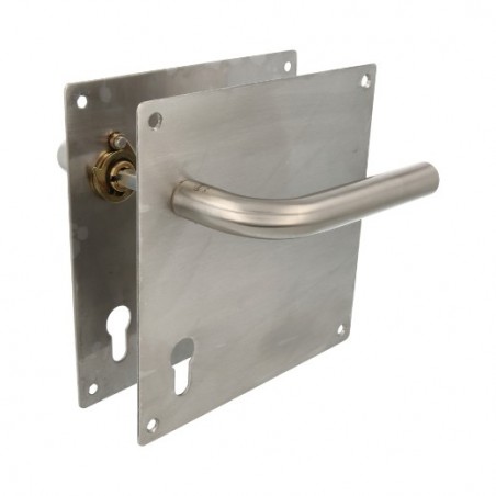 AMIG 5906  
 Manilla con placa 4CB  
 180 x 180 mm  
 Acero inoxidable 18/8  
 Mate