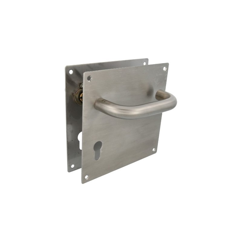 AMIG 5927  
 Manilla con placa 3CB  
 180 x 180 mm  
 Acero inoxidable 18/8  
 Mate