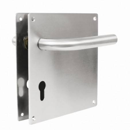 AMIG 5928  
 Manilla con placa 4CB  
 180 x 180 mm  
 Acero inoxidable 18/8  
 Mate