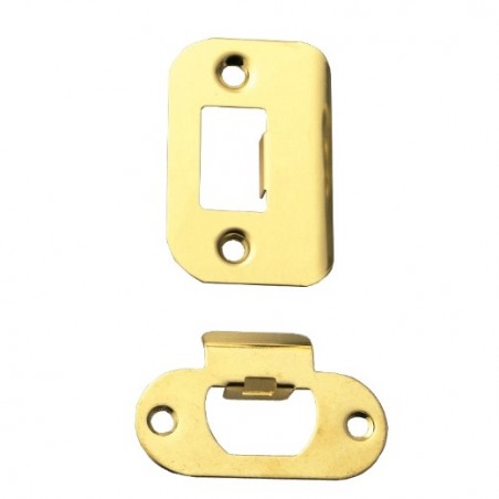 AMIG 5954  
 Soporte picaporte 8  
 60 x 38 mm  
 Acero  
 Latonado barnizado