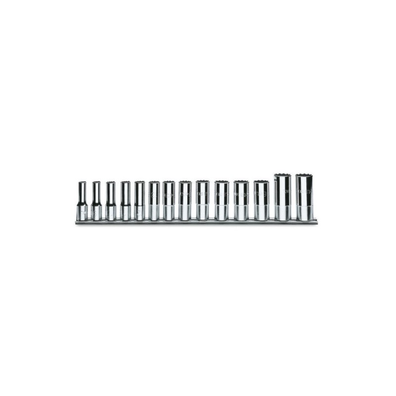 910BL/SB14 Juego de 14 vasos de 3/8&quot, poligonales largos, en soporte