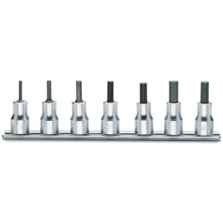 910PE/SB7 Juego de 7 vasos de 3/8&quot, con punta Allen, en soporte