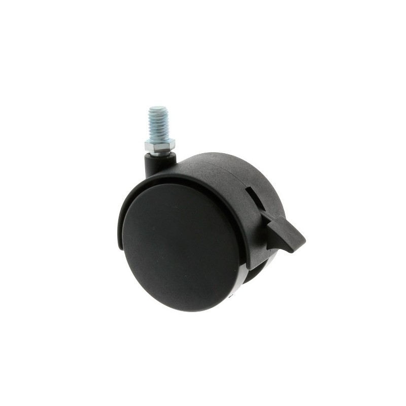 AMIG 6209  
 Rueda con espiga roscada y freno 1505  
 Ø40 mm  
 Nylon  
 Negro