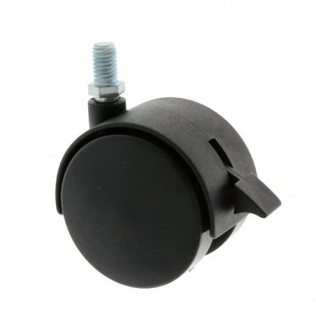 AMIG 6210  
 Rueda con espiga roscada y freno 1505  
 Ø50 mm  
 Nylon  
 Negro