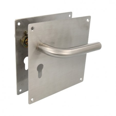 AMIG 6490  
 Manilla con placa 4CB  
 180 x 180 mm  
 Acero inoxidable 18/8  
 Mate