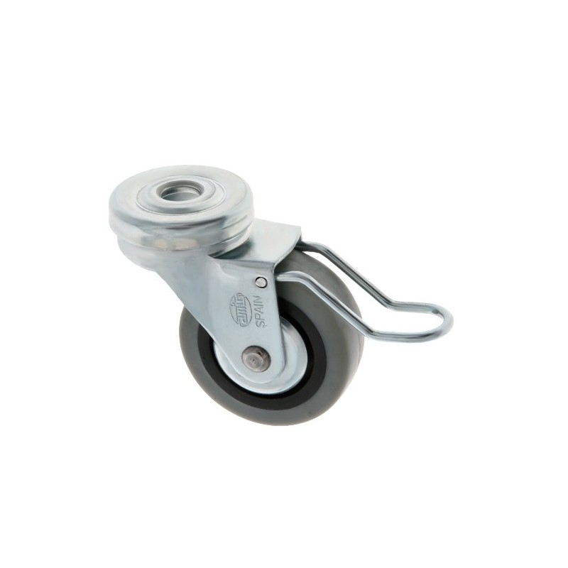 AMIG 6732  
 Rueda con agujero y freno 2505  
 Ø60 mm  
 Goma-poliamida  
 Gris