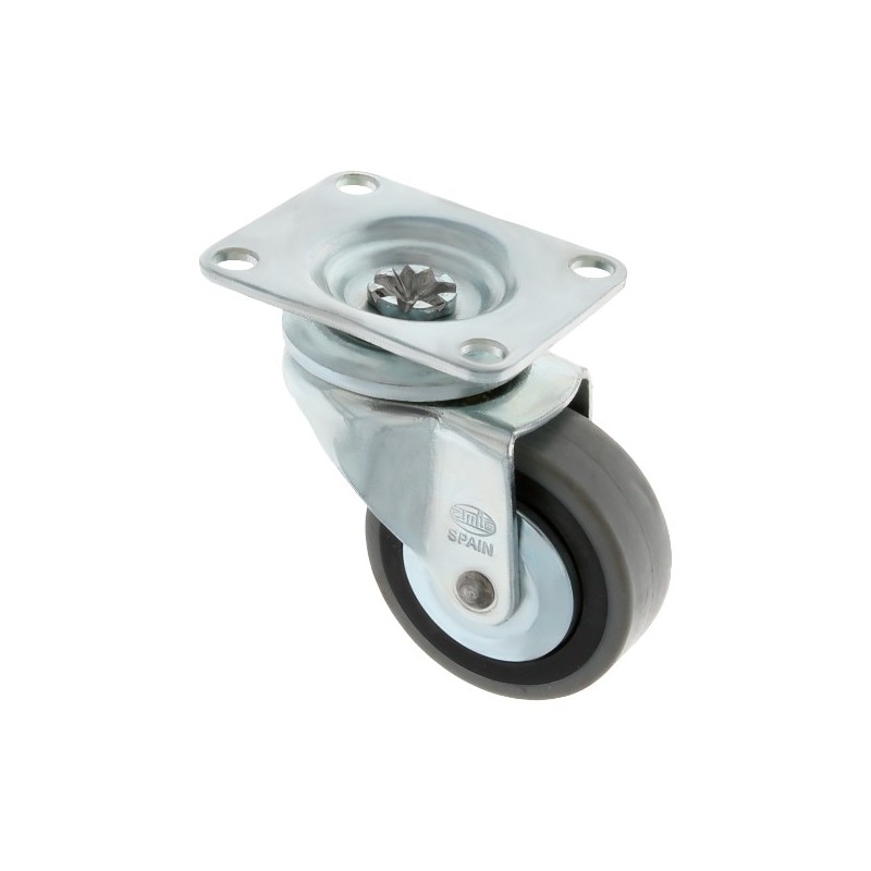 AMIG 6741  
 Rueda con pletina 2510  
 Ø60 mm  
 Goma-poliamida  
 Gris