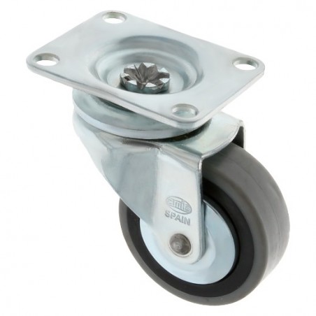 AMIG 6741  
 Rueda con pletina 2510  
 Ø60 mm  
 Goma-poliamida  
 Gris