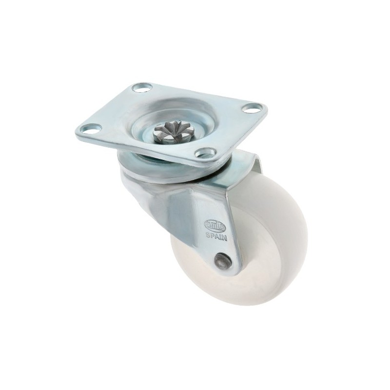 AMIG 6744  
 Rueda con pletina 2512  
 Ø40 mm  
 Poliamida  
 Blanco