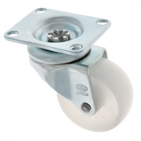 AMIG 6744  
 Rueda con pletina 2512  
 Ø40 mm  
 Poliamida  
 Blanco