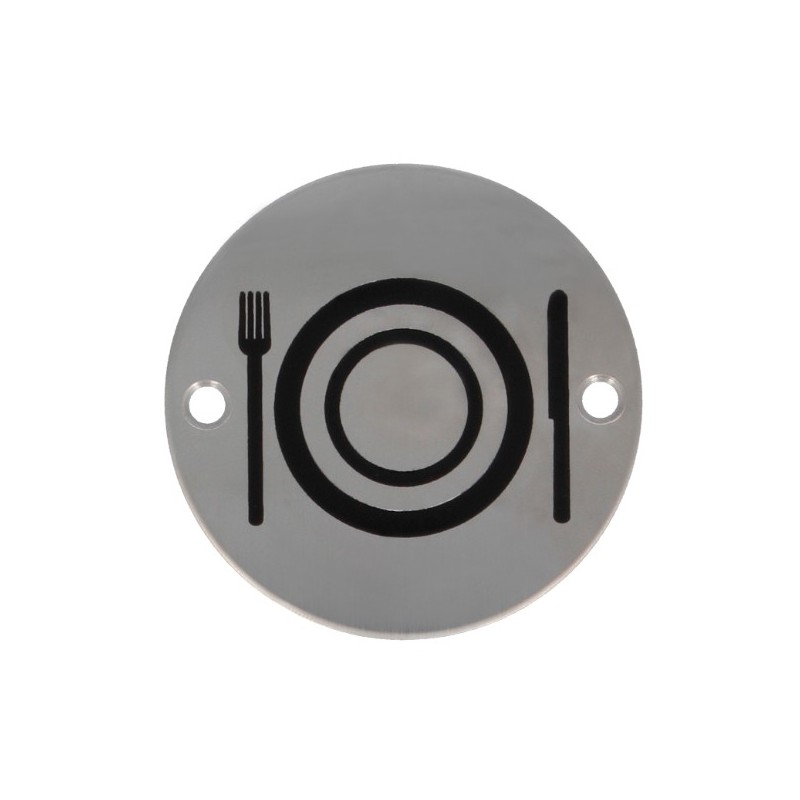 AMIG 6758  
 Placas señalización adhesivas  
 Ø75 mm  
 Acero inoxidable  
 Mate