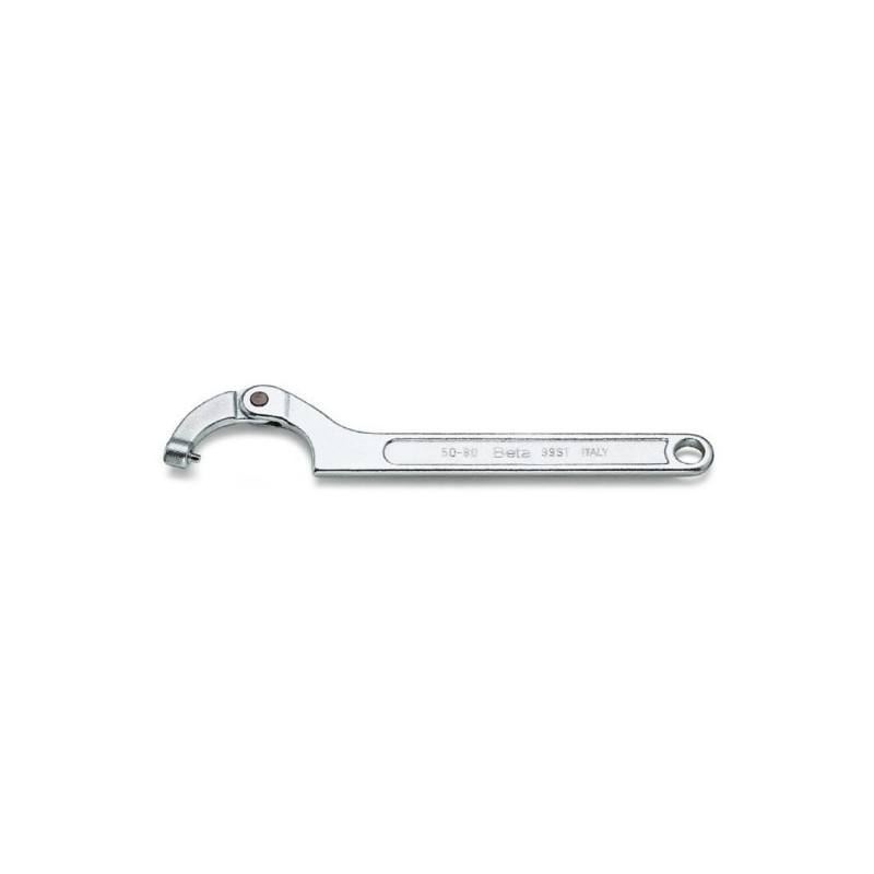 99ST 35-50 Llave de gancho articulada con nariz redonda para tuercas, con orificio de accionamiento, cromada