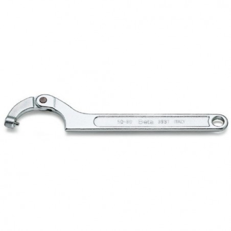99ST 35-50 Llave de gancho articulada con nariz redonda para tuercas, con orificio de accionamiento, cromada