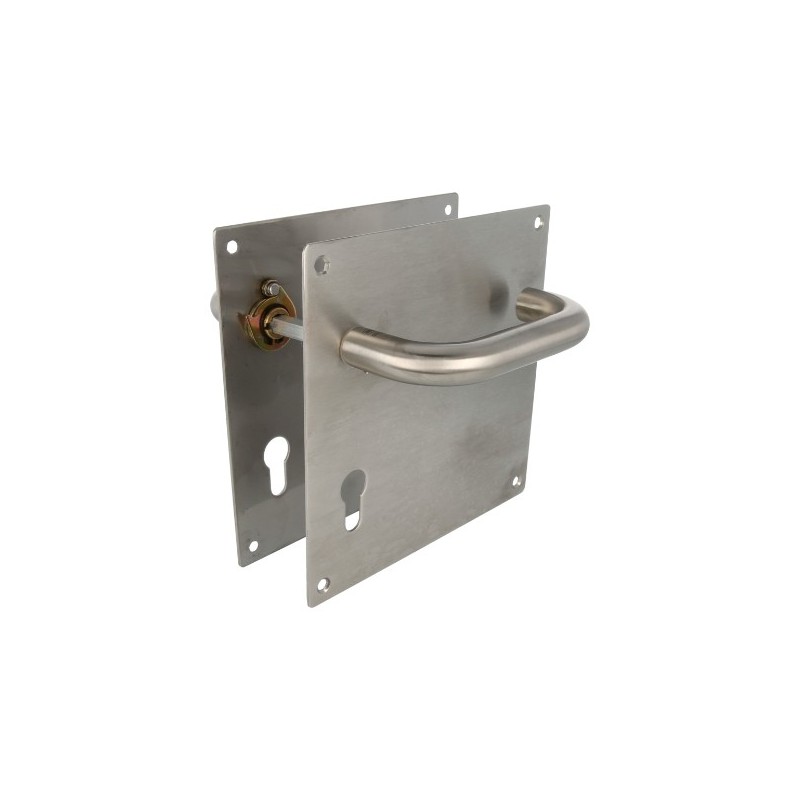 AMIG 7457  
 Manilla con placa 3CB  
 180 x 180 mm  
 Acero inoxidable 18/8  
 Mate