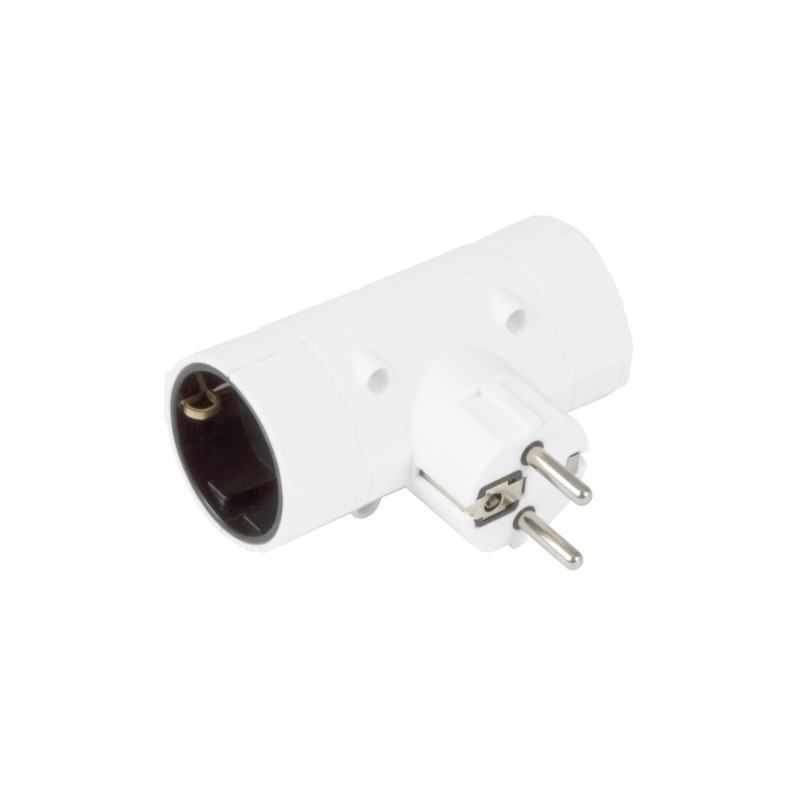 AMIG 8397  
 Adaptador schuko de 2 vías 3207  
 85 x 100 x 43 mm  
 Policarbonato  
 Blanco