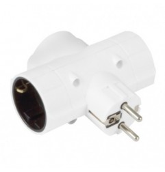 AMIG 8398  
 Adaptador schuko de 3 vías 3208  
 97 x 100 x 43 mm  
 Policarbonato  
 Blanco