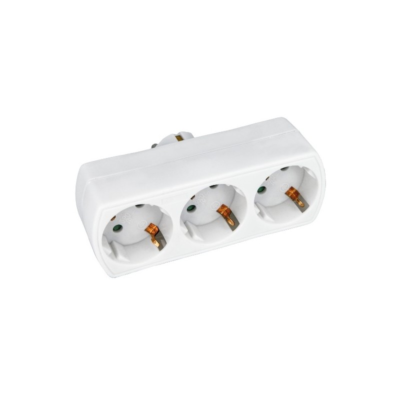 AMIG 8400  
 Adaptador schuko de 3 vías 3210  
 Policarbonato  
 Blanco