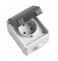 AMIG 8457  
 Base estanca IP54-IP44 3600  
 90 x 65 x 52 mm  
 Policarbonato  
 Gris