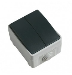 AMIG 8462  
 Interruptor doble estanco IP54 3622  
 90 x 65 x 52 mm  
 Policarbonato  
 Gris