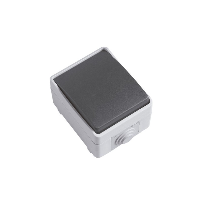 AMIG 8463  
 Pulsador estanco IP54 3640  
 90 x 65 x 52 mm  
 Policarbonato  
 Gris