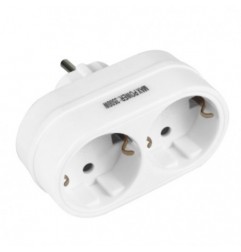 AMIG 8562  
 Adaptador schuko de 2 vías 3209  
 76 x 93 x 50 mm  
 Policarbonato  
 Blanco