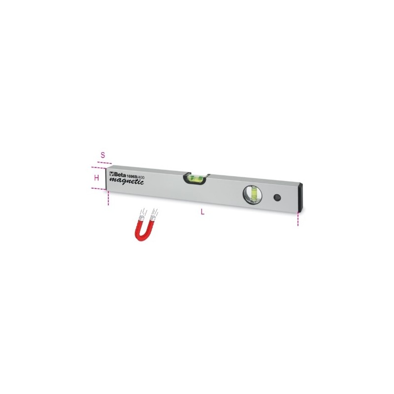 1696B 400 Nivel de burbuja con base magnética de aluminio perfilado anodizado