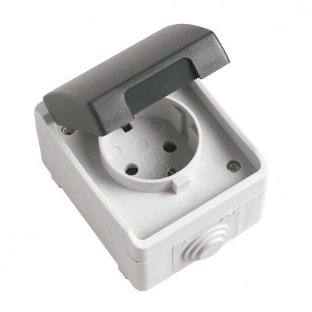 AMIG 8674  
 Base estanca IP54-IP44 3600  
 90 x 65 x 52 mm  
 Policarbonato  
 Gris