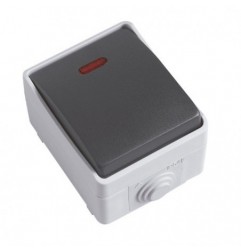 AMIG 8681  
 Pulsador con led estanco IP54 3641  
 90 x 65 x 52 mm  
 Policarbonato  
 Gris