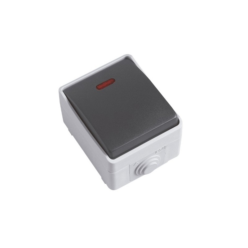 AMIG 8681  
 Pulsador con led estanco IP54 3641  
 90 x 65 x 52 mm  
 Policarbonato  
 Gris