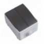 AMIG 8903  
 Conmutador doble estanco IP54 3612  
 90 x 65 x 52 mm  
 Policarbonato  
 Gris