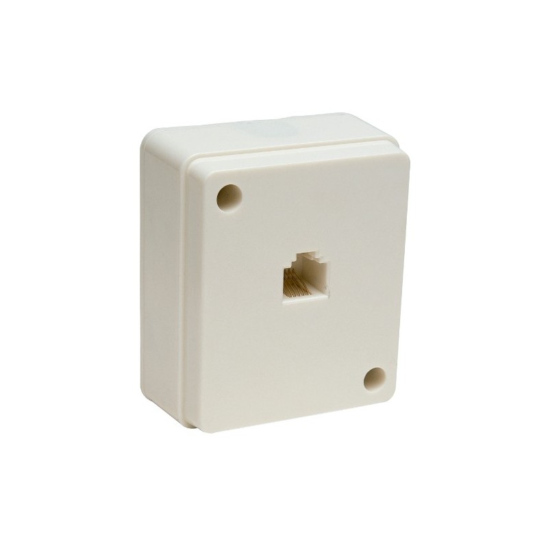 AMIG 8913  
 Toma telefónica de sobreponer 3861  
 66 x 55 mm  
 Polipropileno  
 Blanco