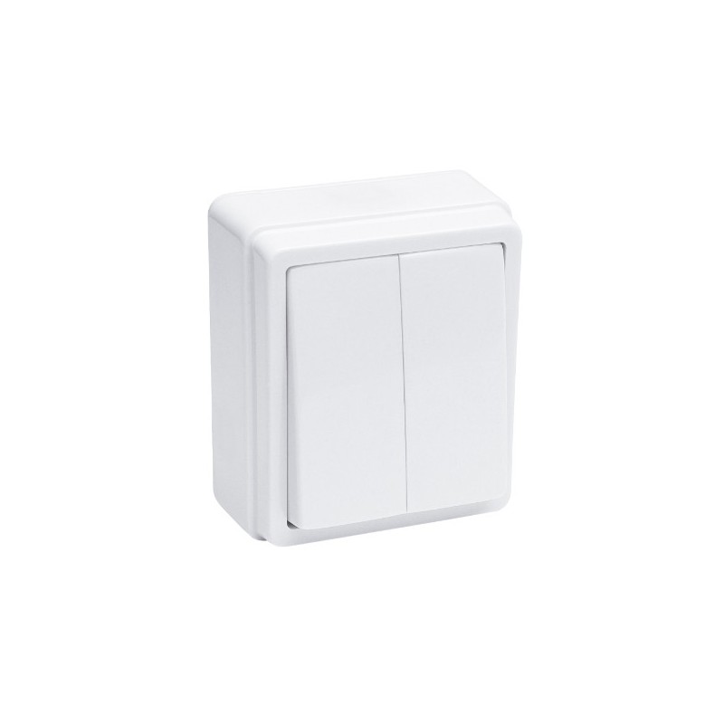 AMIG 8919  
 Conmutador doble sobreponer 3812  
 Polipropileno  
 Blanco