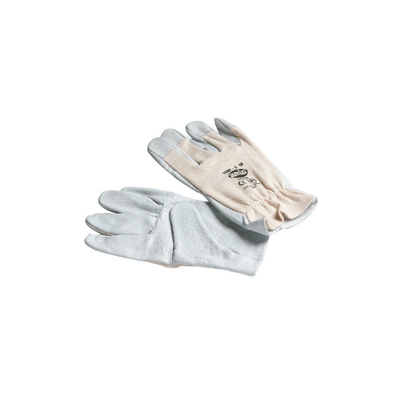 AMIG 9083  
 Guantes mixtos flor piel y algodón 15207  
 8  
 Flor piel vacuno  
 Blanco