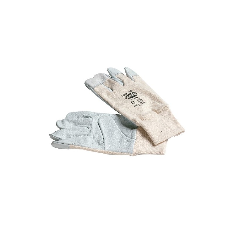 AMIG 9086  
 Guantes mixtos flor piel y algodón 15208  
 8  
 Flor piel vacuno  
 Blanco