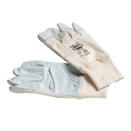 AMIG 9086  
 Guantes mixtos flor piel y algodón 15208  
 8  
 Flor piel vacuno  
 Blanco