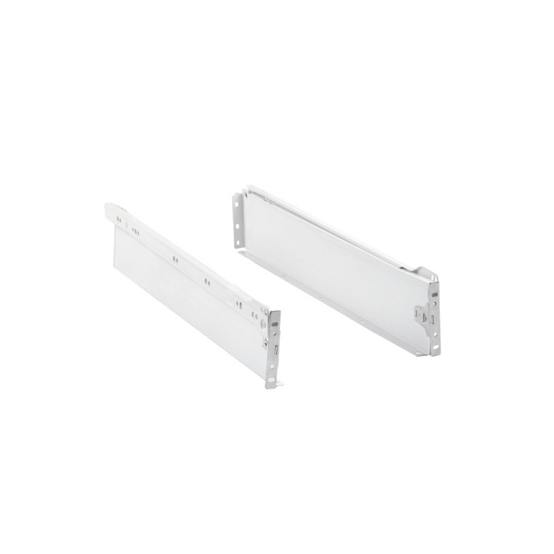 AMIG 9821  
 Guía para cajón con rodillos 30  
 86 x 450 mm  
 Acero  
 Blanco