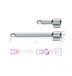 900AN/50 Alargadera acodada con cuadrado macho y hembra de 1/4&quot,, cromada